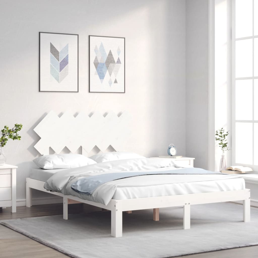 Bedframe zonder matras massief grenenhout wit 120x200 cm is nu te koop bij PeponiXL, paradijselijk wonen!