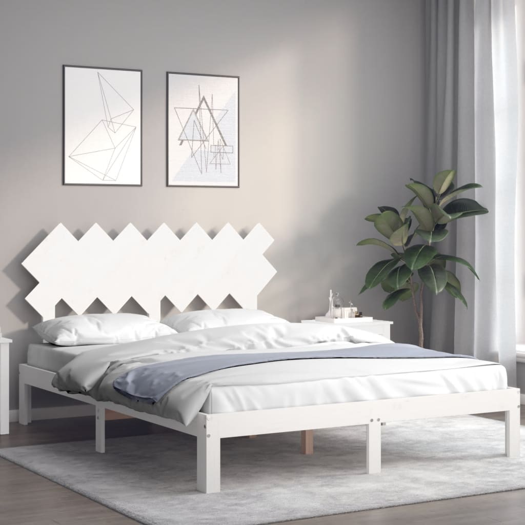 Bedframe zonder matras massief grenenhout wit 140x200 cm is nu te koop bij PeponiXL, paradijselijk wonen!