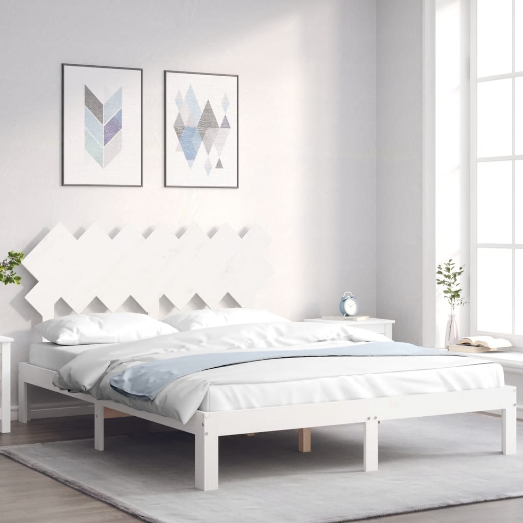Bedframe zonder matras massief grenenhout wit 140x200 cm is nu te koop bij PeponiXL, paradijselijk wonen!
