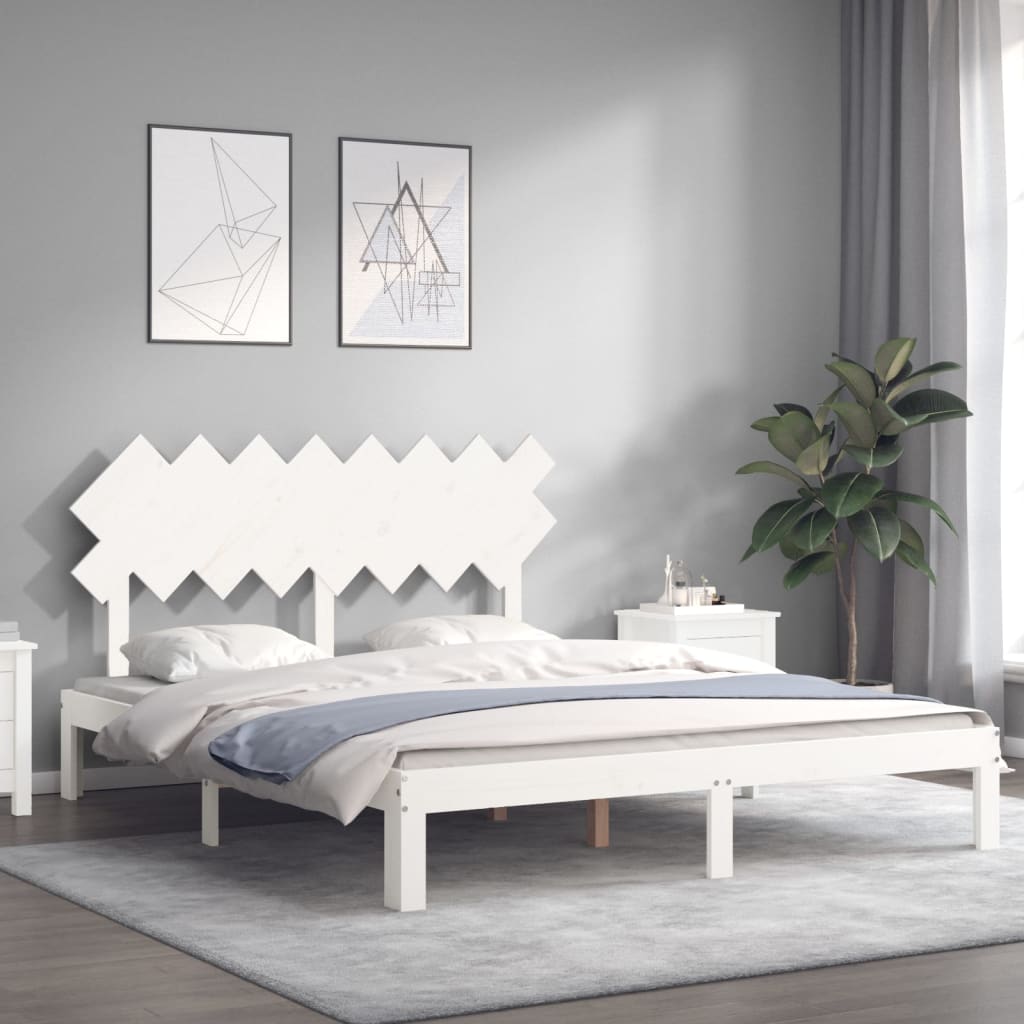 Bedframe zonder matras massief grenenhout wit 160x200 cm is nu te koop bij PeponiXL, paradijselijk wonen!