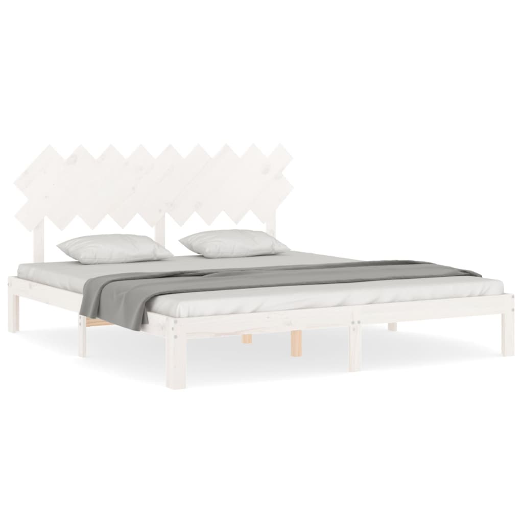 Bedframe met hoofdbord massief hout wit Super King Size is nu te koop bij PeponiXL, paradijselijk wonen!
