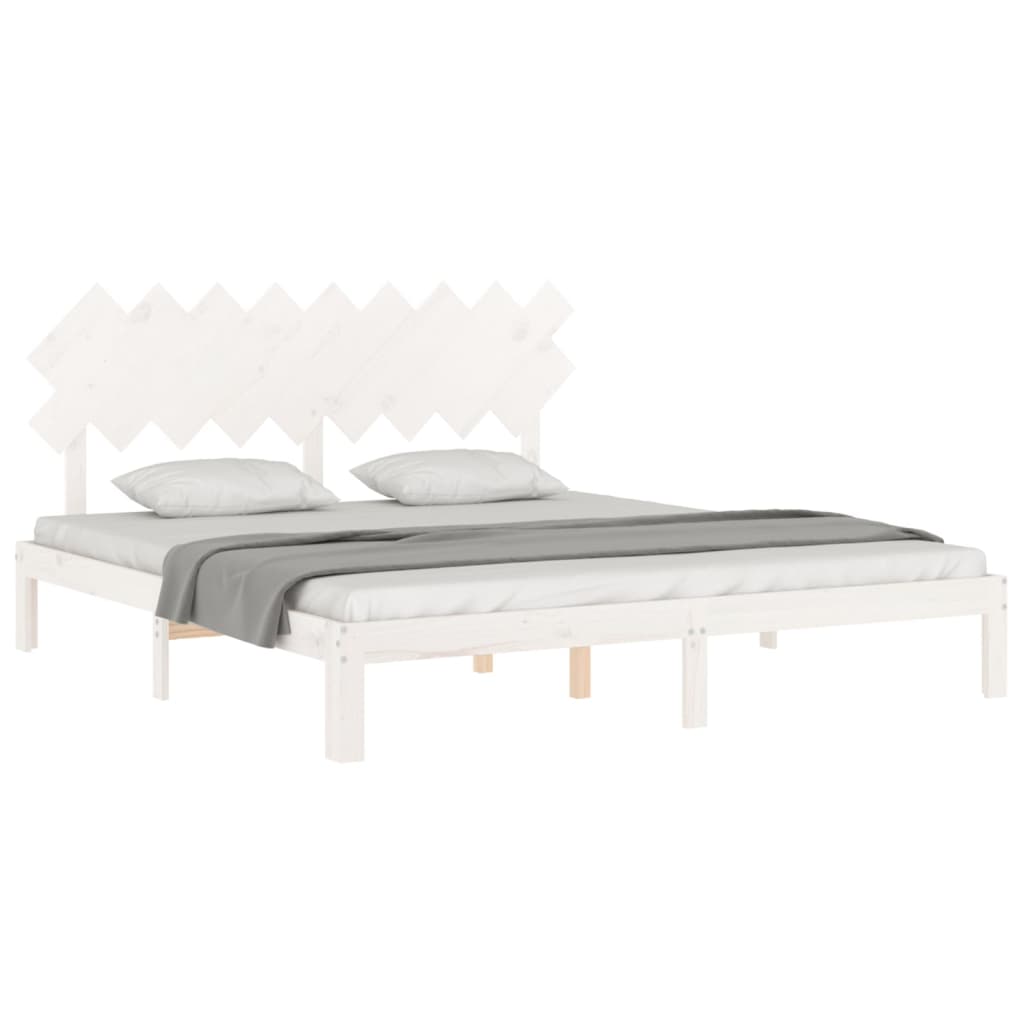 Bedframe met hoofdbord massief hout wit Super King Size is nu te koop bij PeponiXL, paradijselijk wonen!