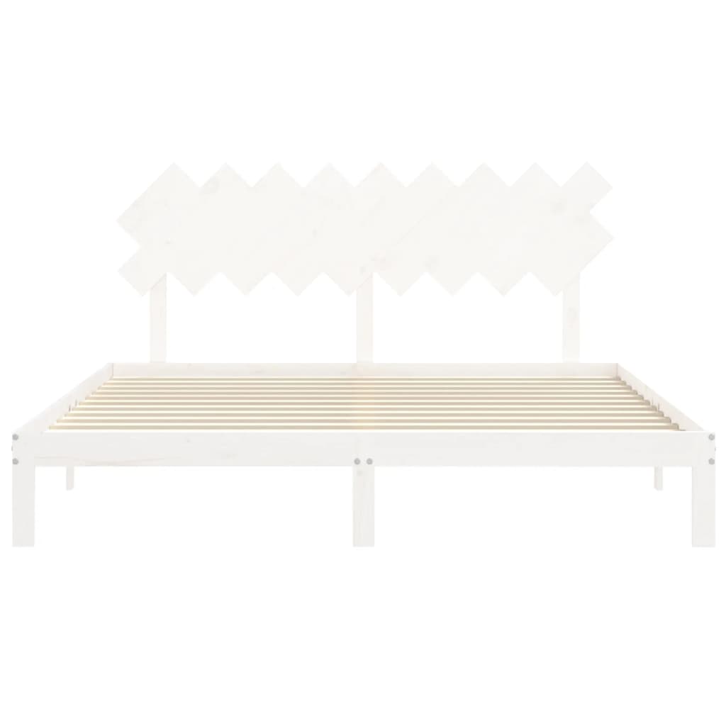 Bedframe met hoofdbord massief hout wit Super King Size is nu te koop bij PeponiXL, paradijselijk wonen!
