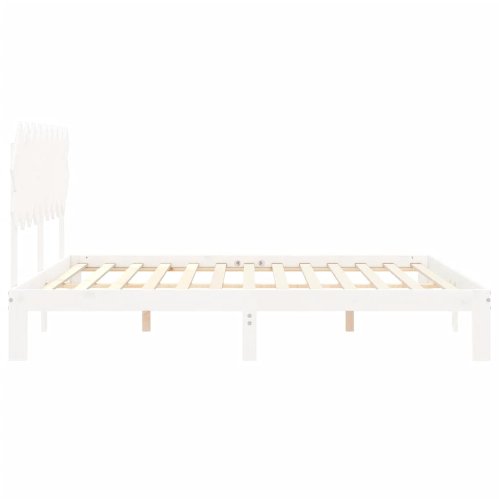 Bedframe met hoofdbord massief hout wit Super King Size is nu te koop bij PeponiXL, paradijselijk wonen!