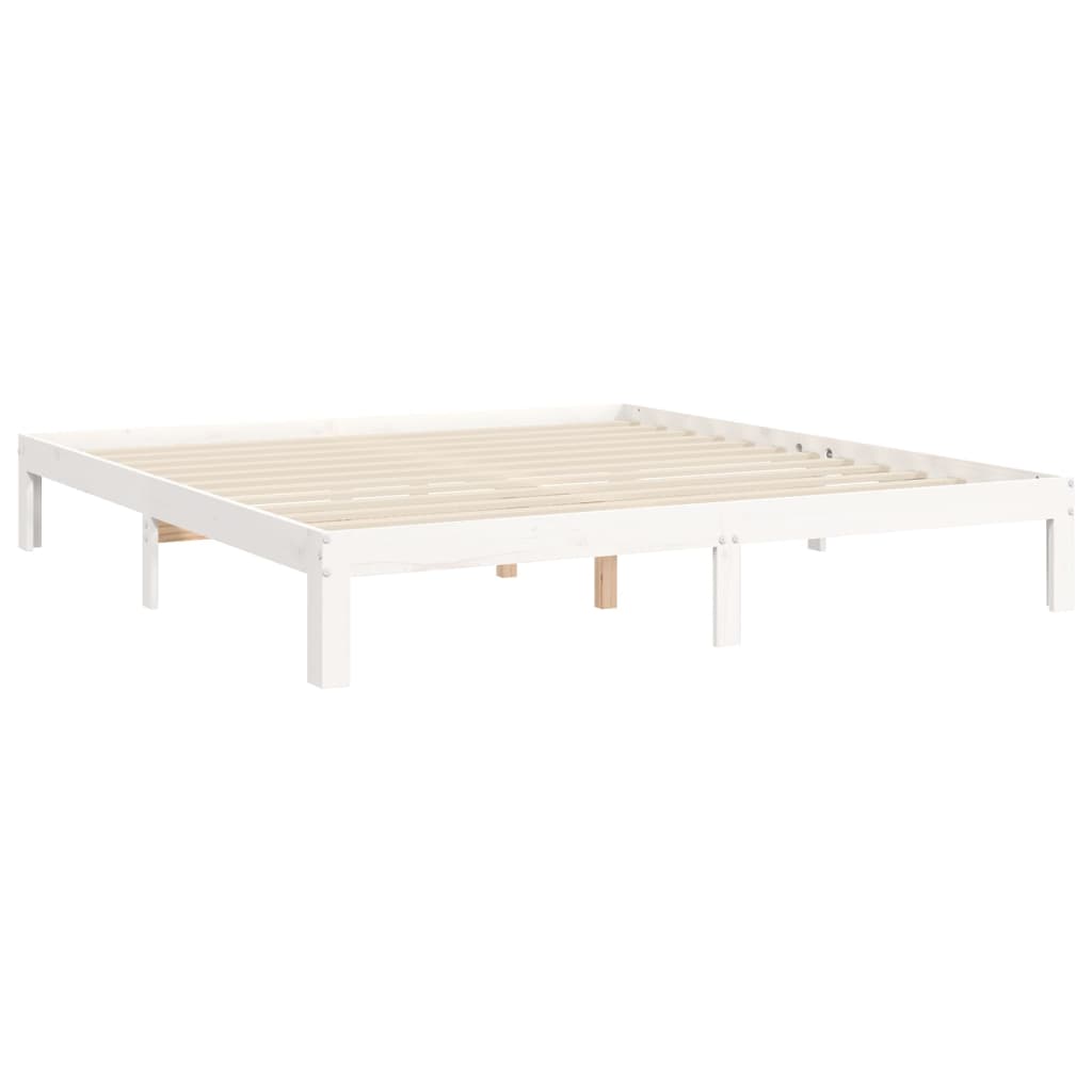 Bedframe met hoofdbord massief hout wit Super King Size is nu te koop bij PeponiXL, paradijselijk wonen!