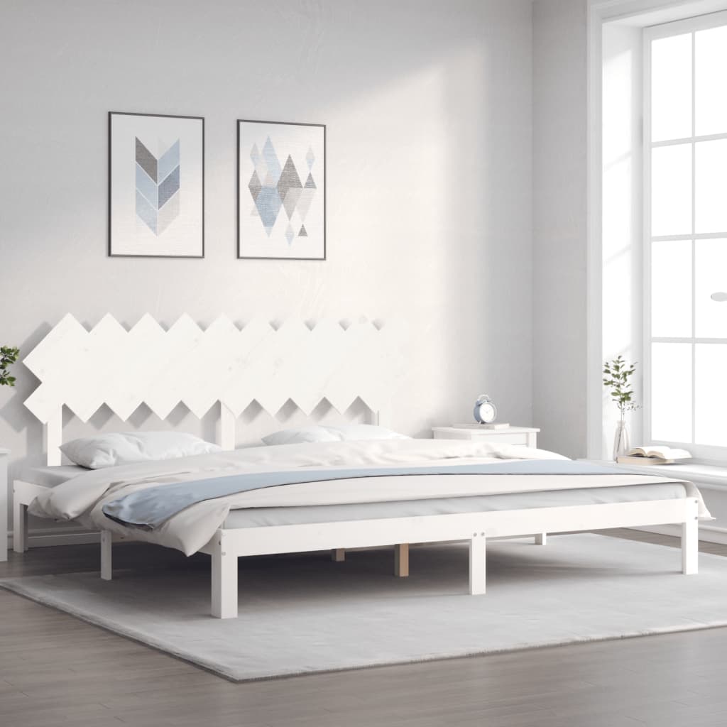 Bedframe zonder matras massief grenenhout wit 200x200 cm is nu te koop bij PeponiXL, paradijselijk wonen!