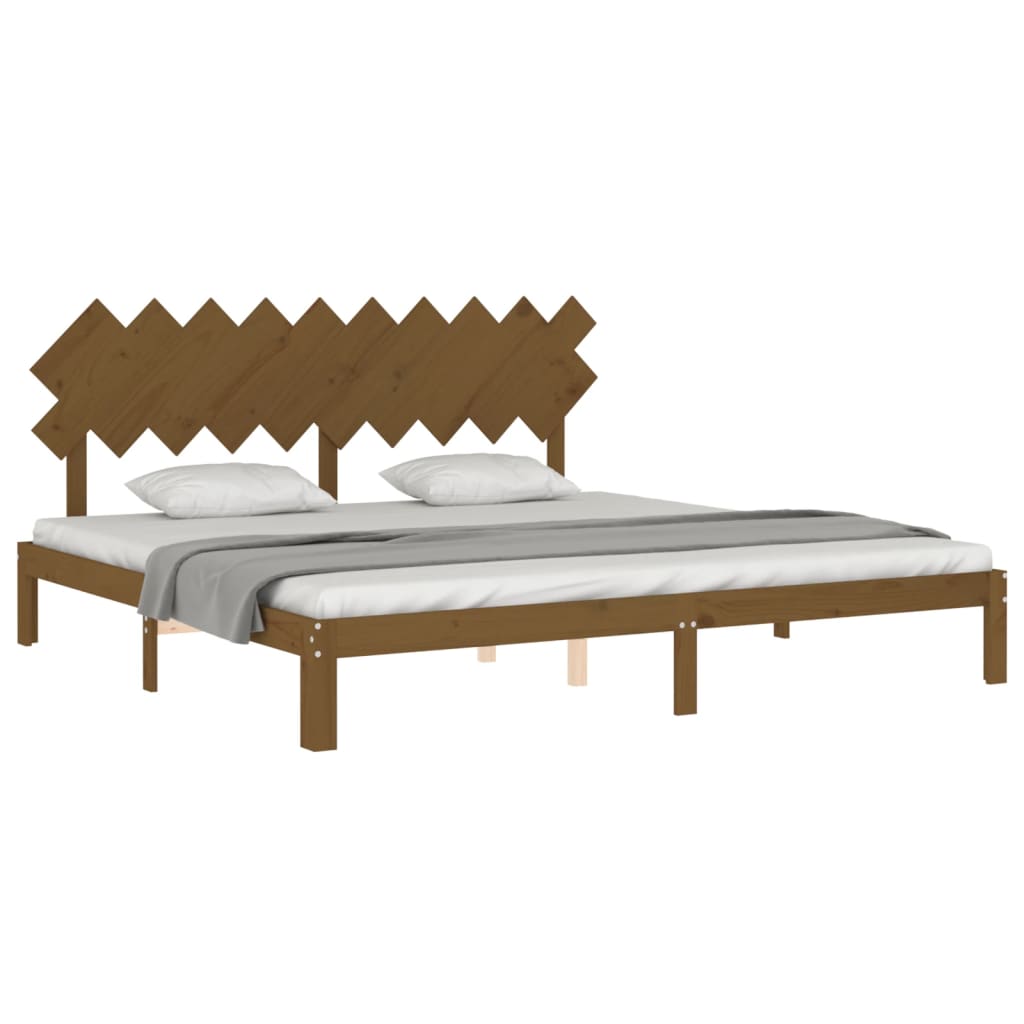 Bedframe met hoofdbord massief hout honingbruin 200x200 cm is nu te koop bij PeponiXL, paradijselijk wonen!