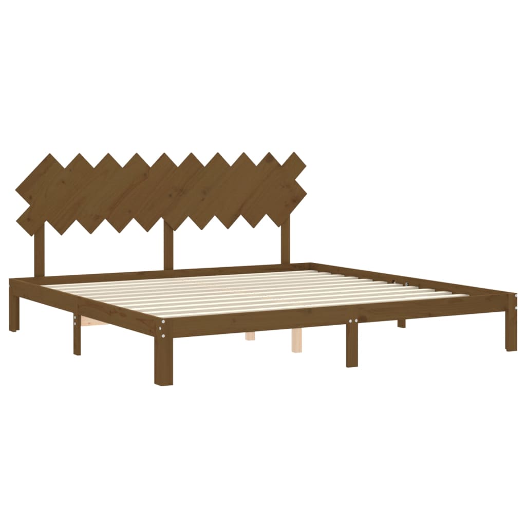 Bedframe met hoofdbord massief hout honingbruin 200x200 cm is nu te koop bij PeponiXL, paradijselijk wonen!