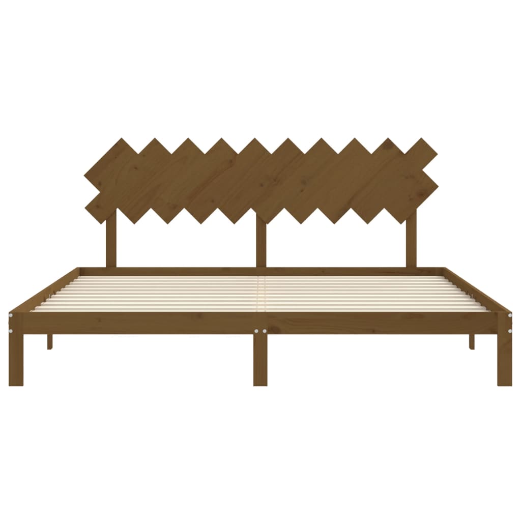 Bedframe met hoofdbord massief hout honingbruin 200x200 cm is nu te koop bij PeponiXL, paradijselijk wonen!
