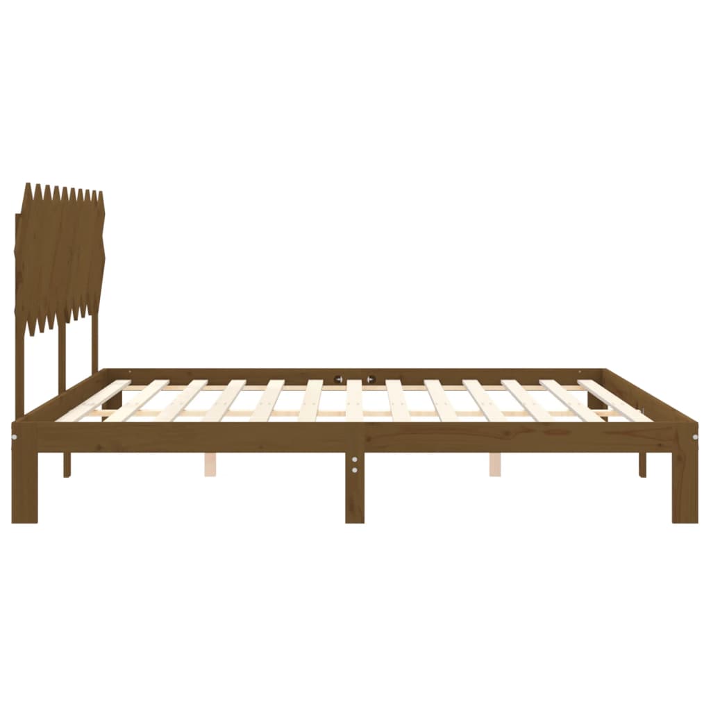 Bedframe met hoofdbord massief hout honingbruin 200x200 cm is nu te koop bij PeponiXL, paradijselijk wonen!