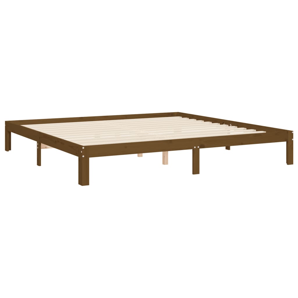 Bedframe met hoofdbord massief hout honingbruin 200x200 cm is nu te koop bij PeponiXL, paradijselijk wonen!