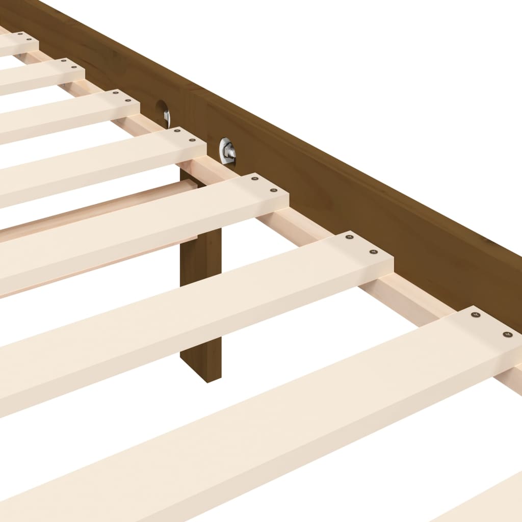 Bedframe met hoofdbord massief hout honingbruin 200x200 cm is nu te koop bij PeponiXL, paradijselijk wonen!