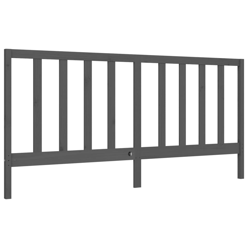 Bedframe met hoofdbord massief hout grijs 200x200 cm is nu te koop bij PeponiXL, paradijselijk wonen!