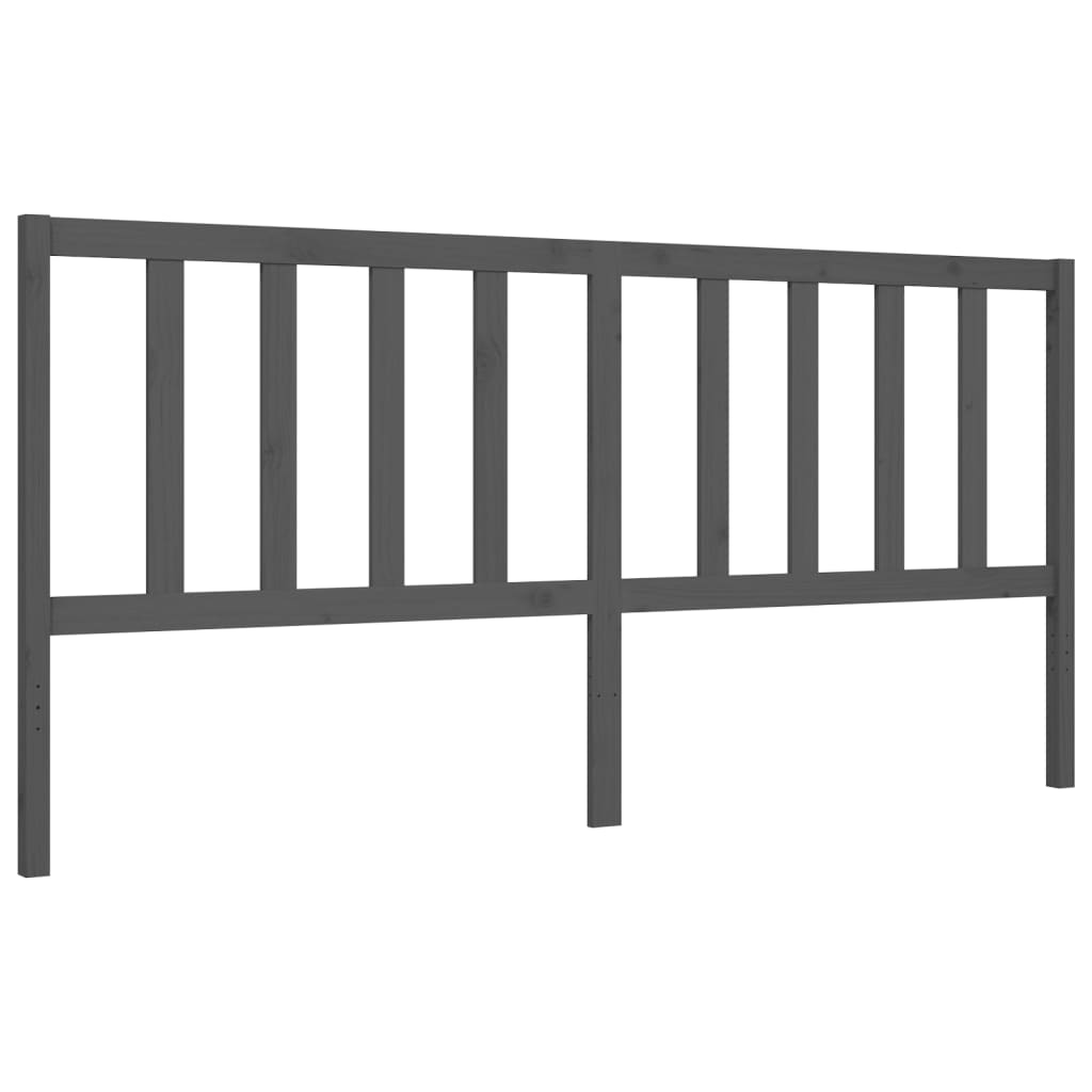Bedframe met hoofdbord massief hout grijs 200x200 cm is nu te koop bij PeponiXL, paradijselijk wonen!
