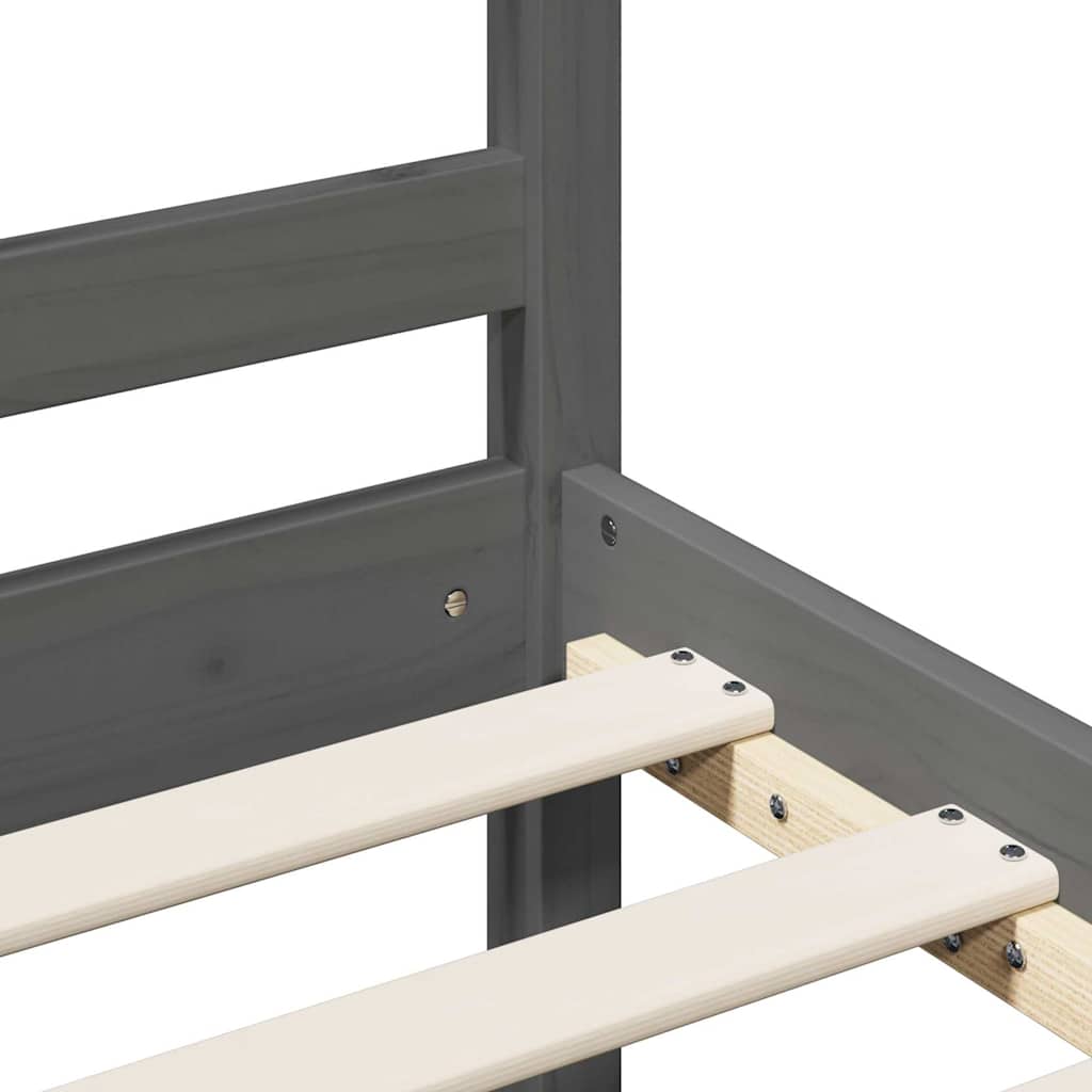 Bedframe met hoofdbord massief hout grijs 200x200 cm is nu te koop bij PeponiXL, paradijselijk wonen!
