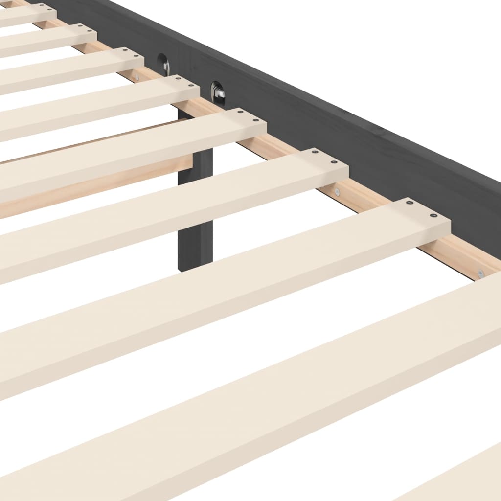 Bedframe met hoofdbord massief hout grijs 200x200 cm is nu te koop bij PeponiXL, paradijselijk wonen!