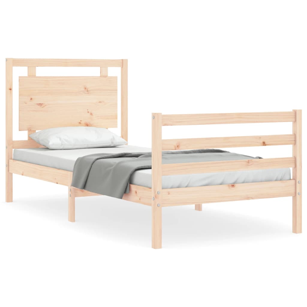 Bedframe met hoofdbord massief hout 100x200 cm is nu te koop bij PeponiXL, paradijselijk wonen!