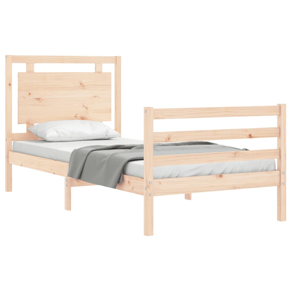 Bedframe met hoofdbord massief hout 100x200 cm is nu te koop bij PeponiXL, paradijselijk wonen!