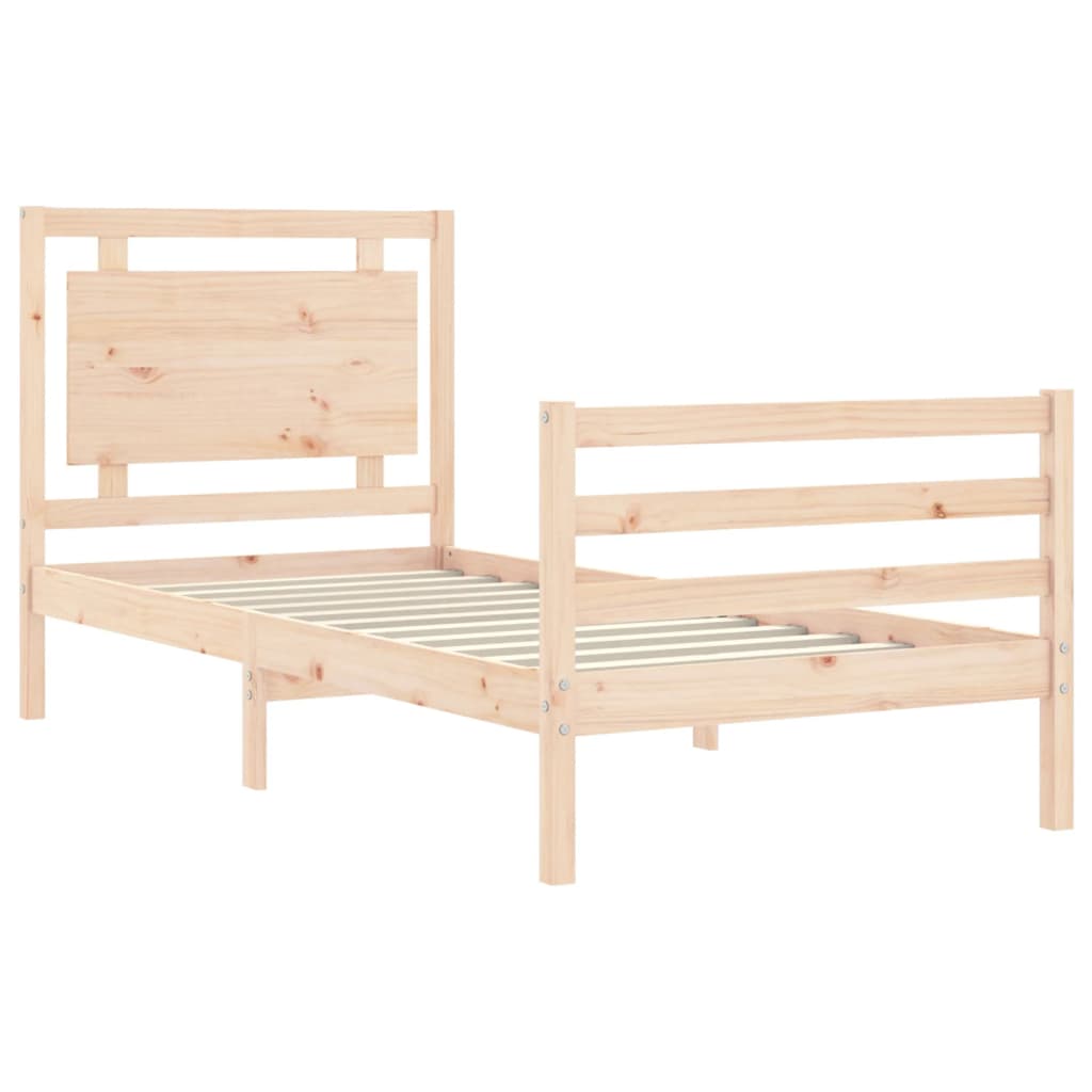 Bedframe met hoofdbord massief hout 100x200 cm is nu te koop bij PeponiXL, paradijselijk wonen!