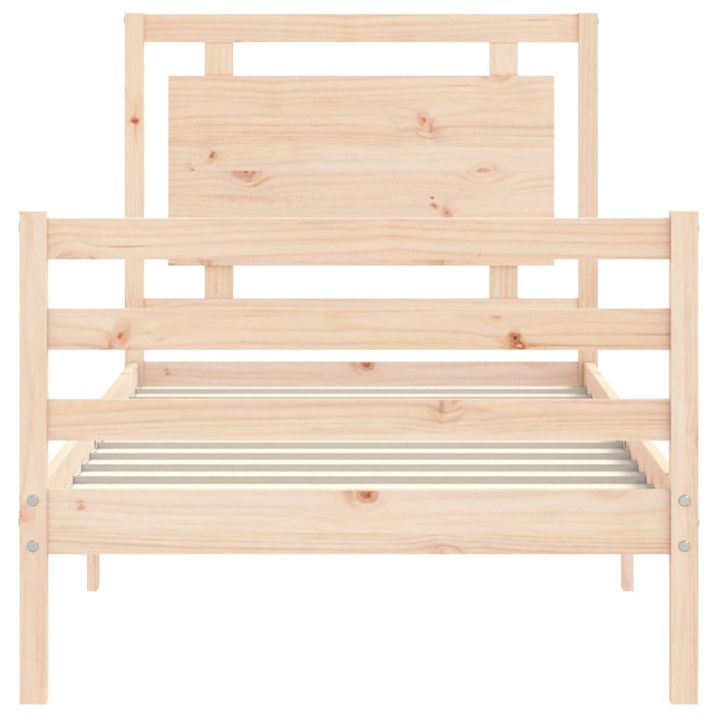 Bedframe met hoofdbord massief hout 100x200 cm is nu te koop bij PeponiXL, paradijselijk wonen!