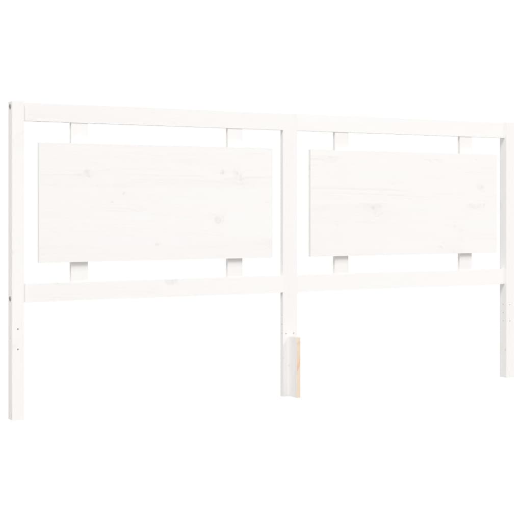 Bedframe met hoofdbord massief hout wit 200x200 cm is nu te koop bij PeponiXL, paradijselijk wonen!