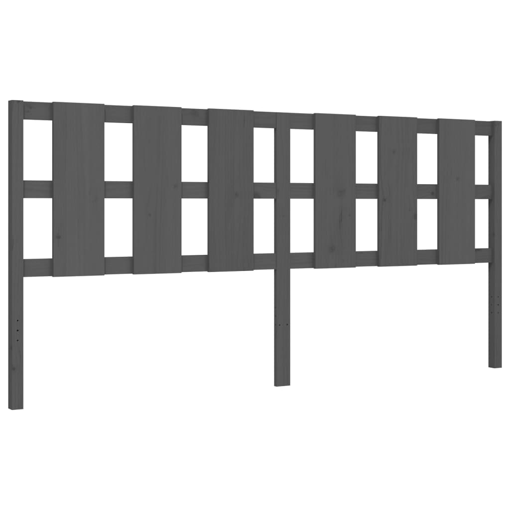 Bedframe met hoofdbord massief hout grijs 200x200 cm is nu te koop bij PeponiXL, paradijselijk wonen!