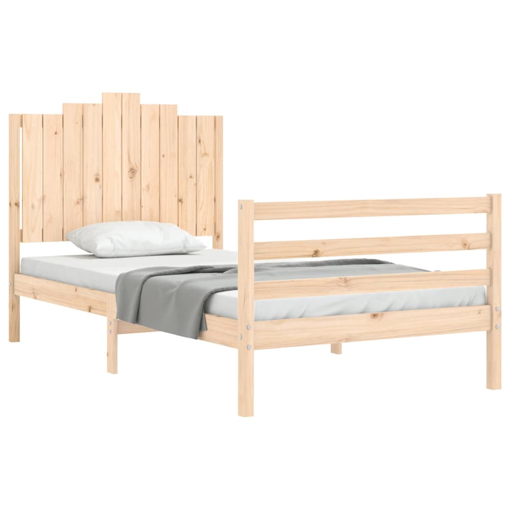 Bedframe met hoofdbord massief hout 100x200 cm is nu te koop bij PeponiXL, paradijselijk wonen!