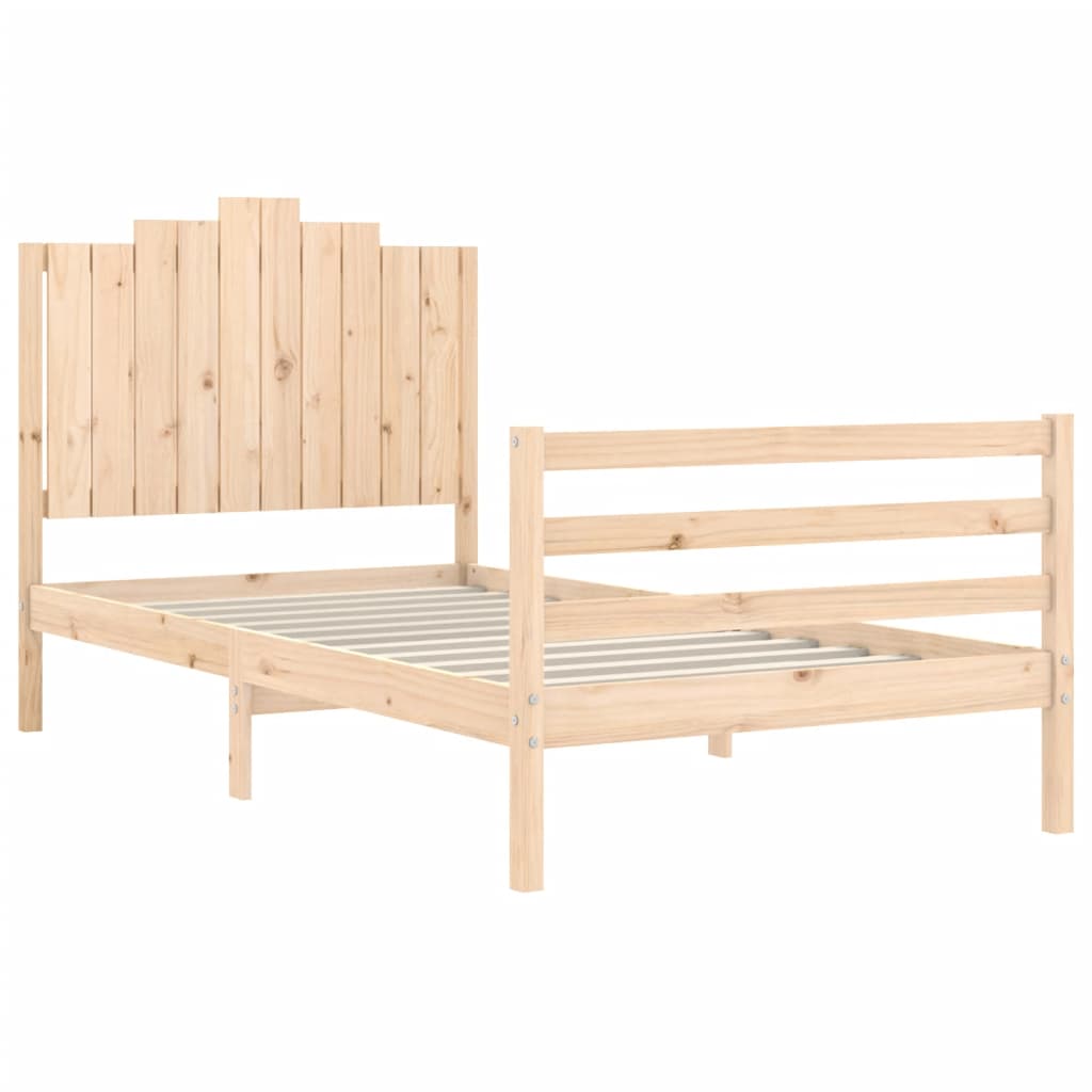 Bedframe met hoofdbord massief hout 100x200 cm is nu te koop bij PeponiXL, paradijselijk wonen!