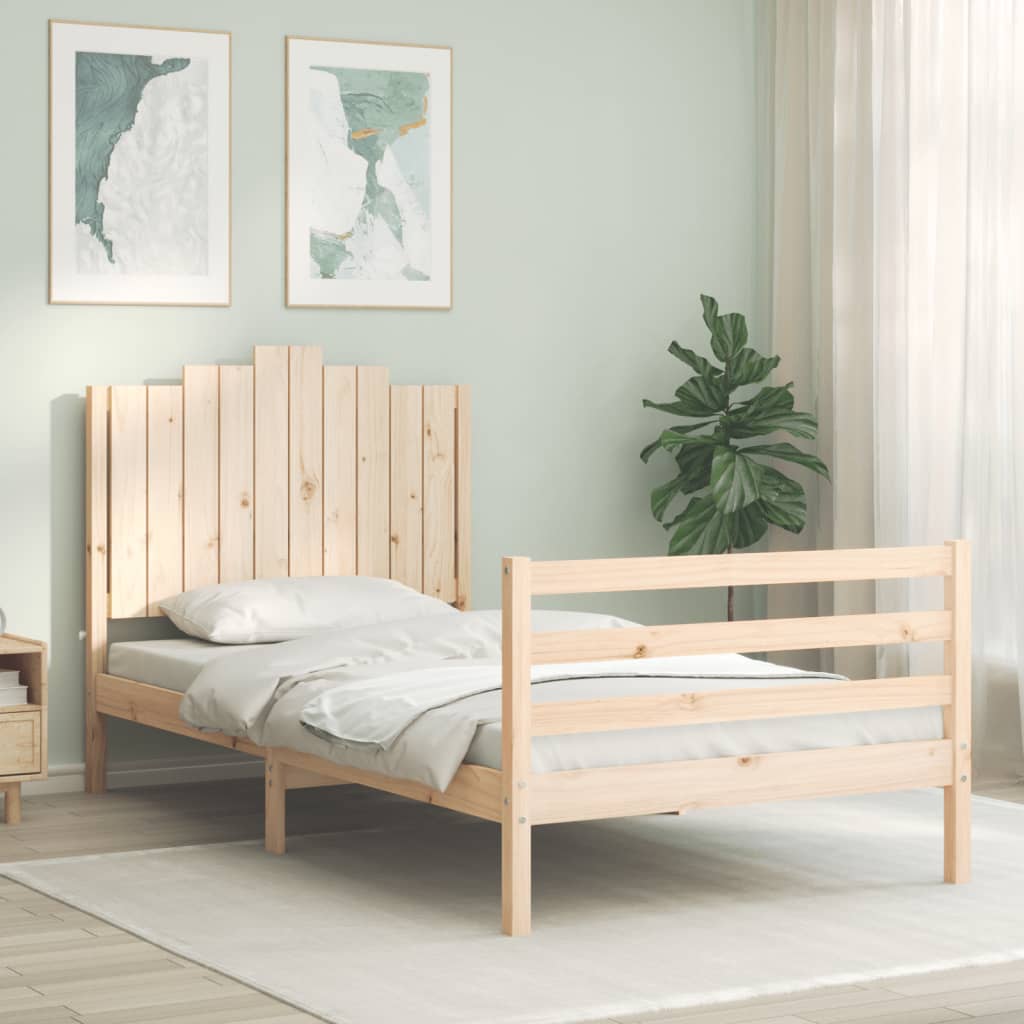 Bedframe met hoofdbord massief hout 100x200 cm is nu te koop bij PeponiXL, paradijselijk wonen!