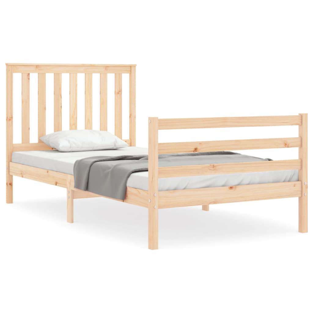 Bedframe met hoofdbord massief hout 100x200 cm is nu te koop bij PeponiXL, paradijselijk wonen!