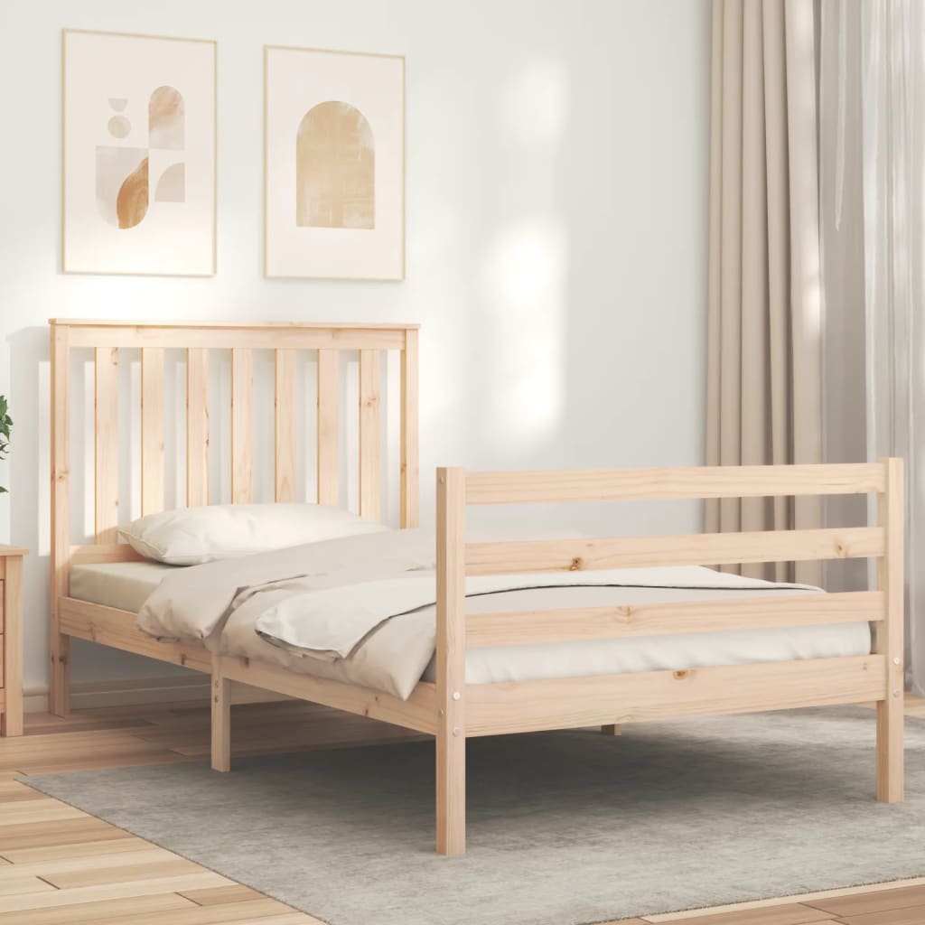 Bedframe met hoofdbord massief hout 100x200 cm is nu te koop bij PeponiXL, paradijselijk wonen!