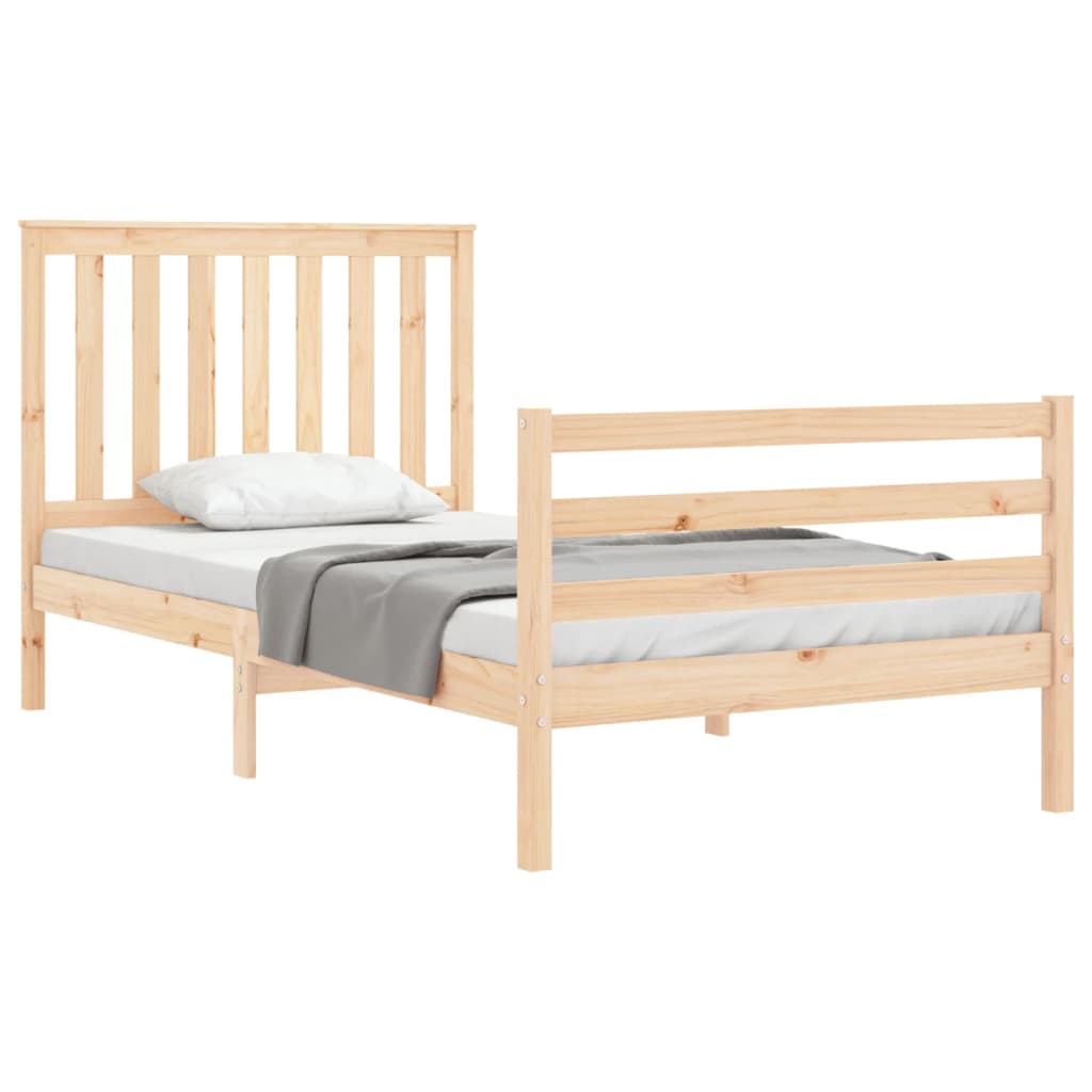 Bedframe met hoofdbord massief hout 100x200 cm is nu te koop bij PeponiXL, paradijselijk wonen!