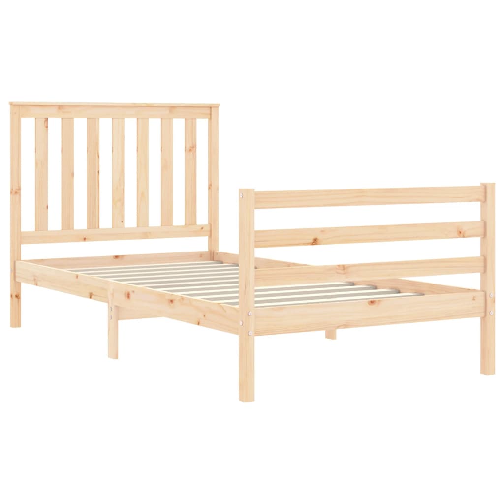 Bedframe met hoofdbord massief hout 100x200 cm is nu te koop bij PeponiXL, paradijselijk wonen!