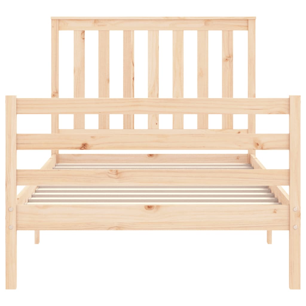 Bedframe met hoofdbord massief hout 100x200 cm is nu te koop bij PeponiXL, paradijselijk wonen!