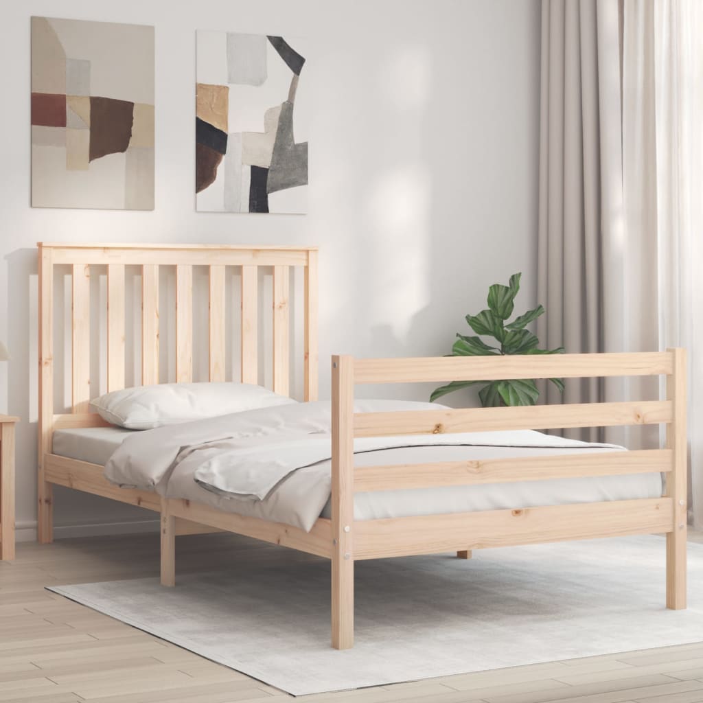 Bedframe met hoofdbord massief hout 100x200 cm is nu te koop bij PeponiXL, paradijselijk wonen!