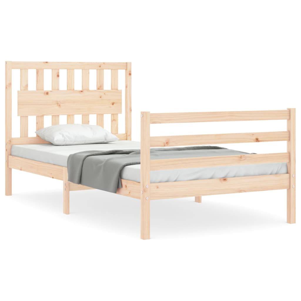 Bedframe met hoofdbord massief hout 100x200 cm is nu te koop bij PeponiXL, paradijselijk wonen!