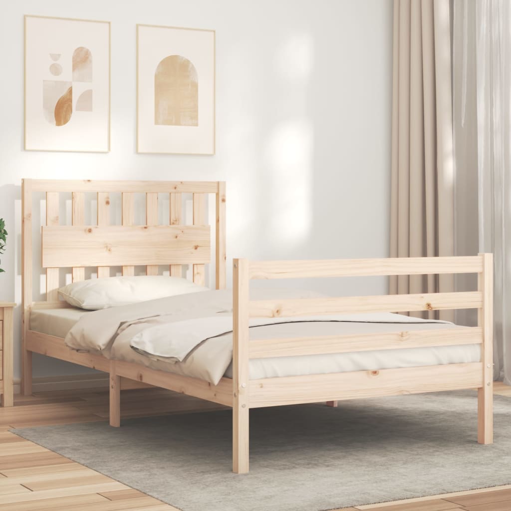 Bedframe met hoofdbord massief hout 100x200 cm is nu te koop bij PeponiXL, paradijselijk wonen!