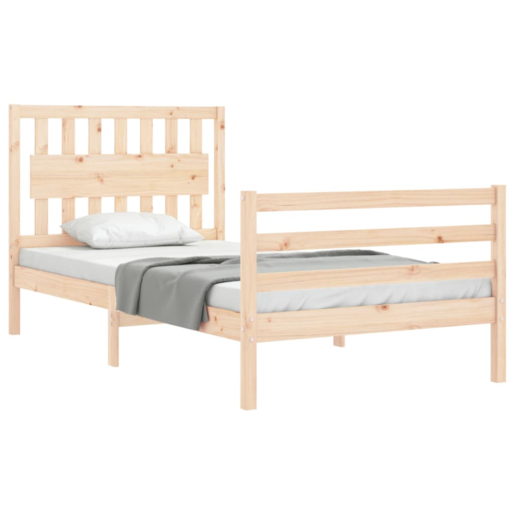 Bedframe met hoofdbord massief hout 100x200 cm is nu te koop bij PeponiXL, paradijselijk wonen!