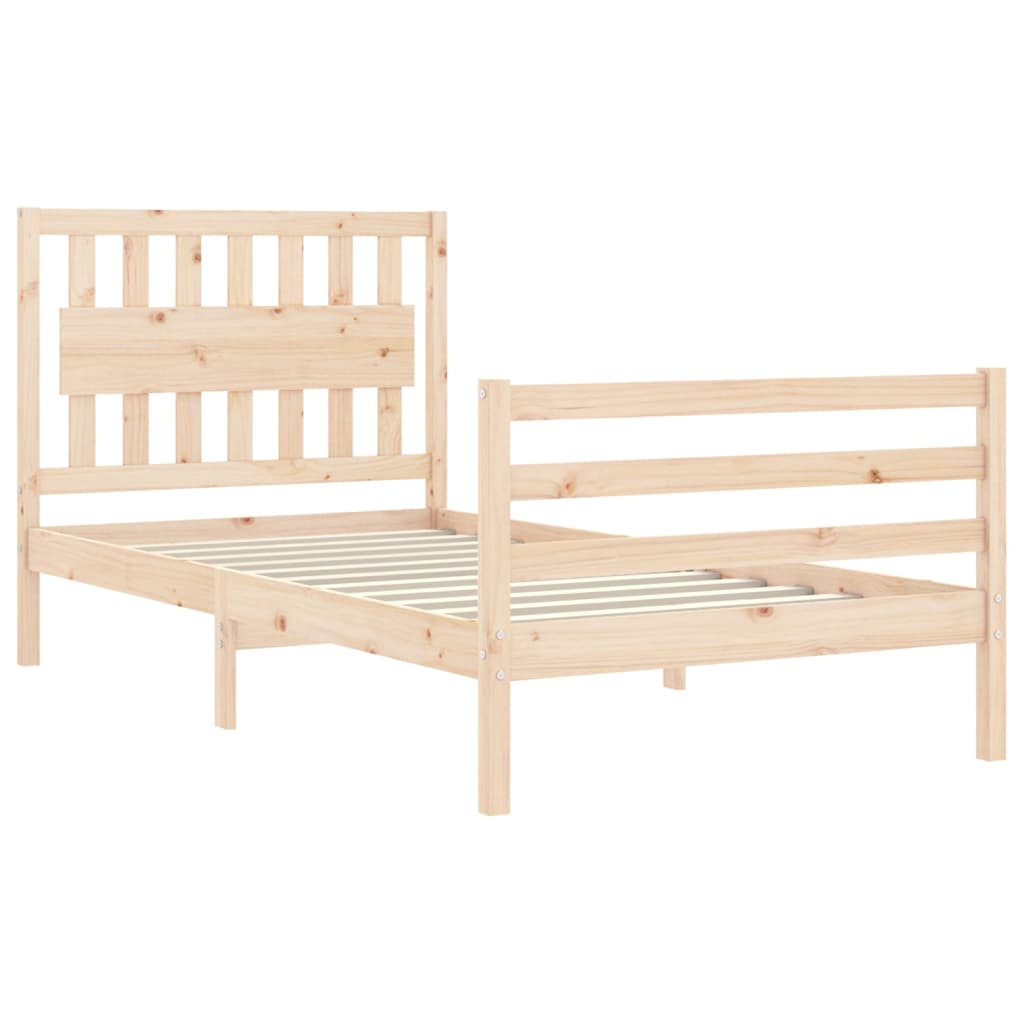 Bedframe met hoofdbord massief hout 100x200 cm is nu te koop bij PeponiXL, paradijselijk wonen!