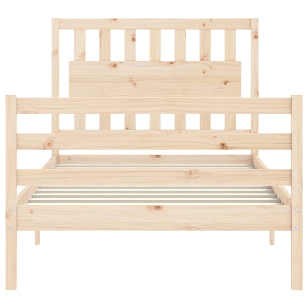 Bedframe met hoofdbord massief hout 100x200 cm is nu te koop bij PeponiXL, paradijselijk wonen!