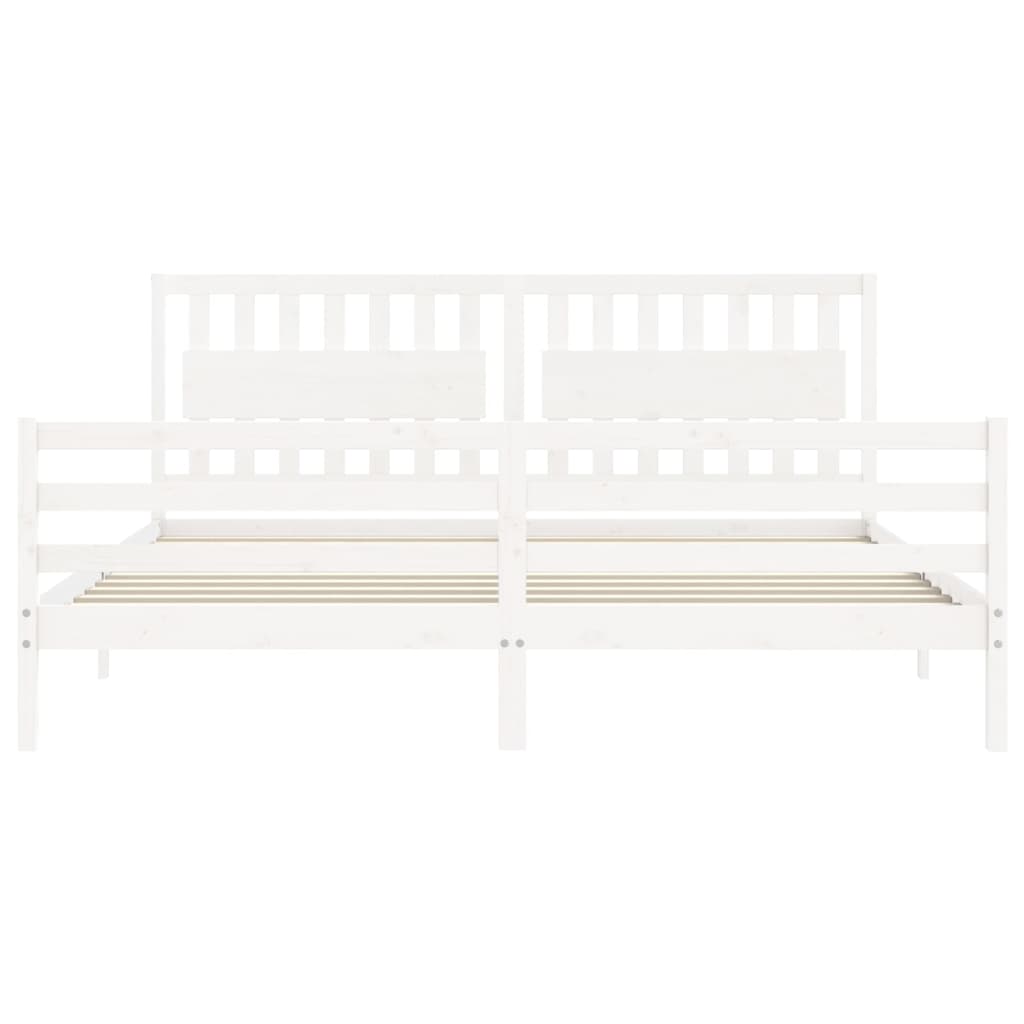 Bedframe met hoofdbord massief hout wit 200x200 cm is nu te koop bij PeponiXL, paradijselijk wonen!