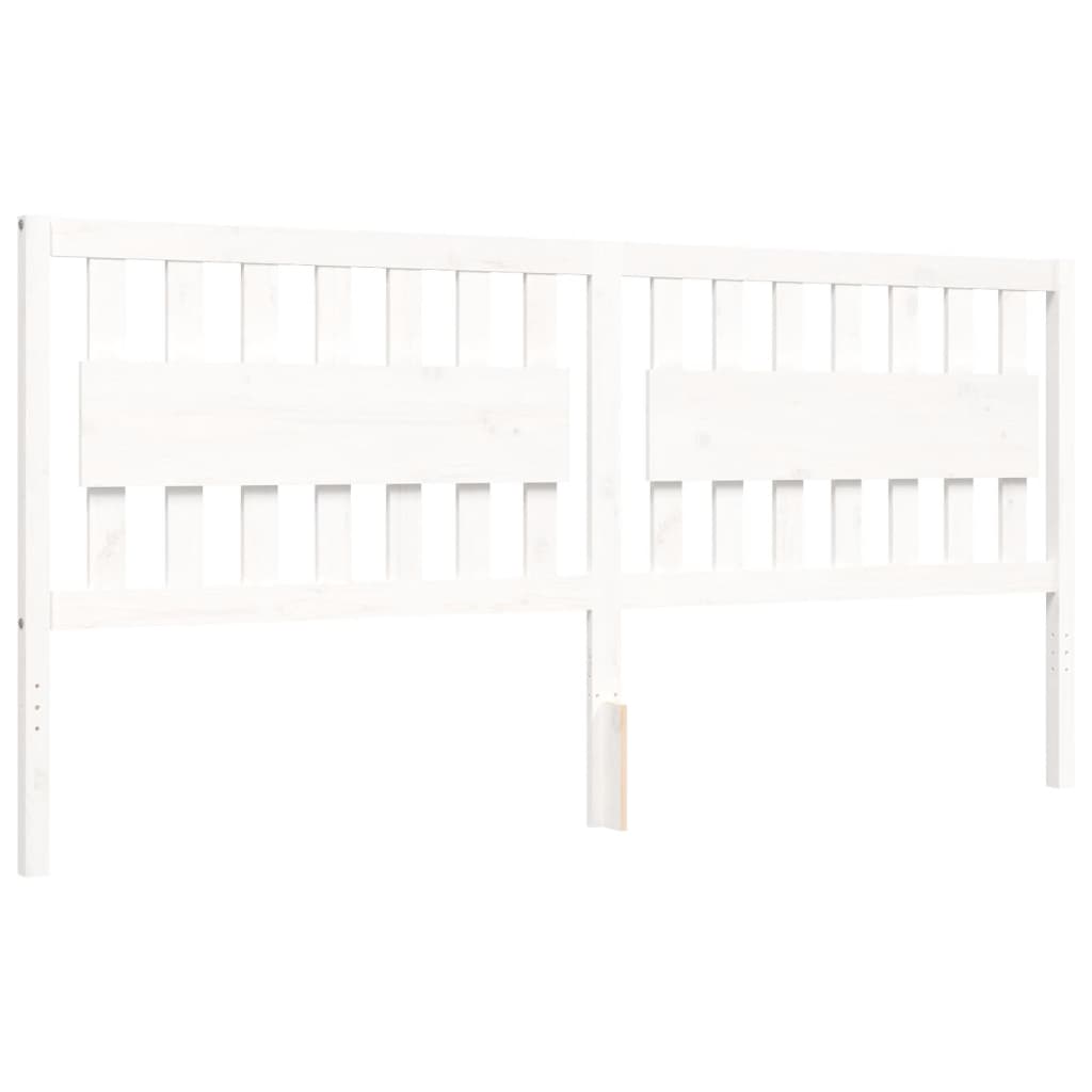Bedframe met hoofdbord massief hout wit 200x200 cm is nu te koop bij PeponiXL, paradijselijk wonen!