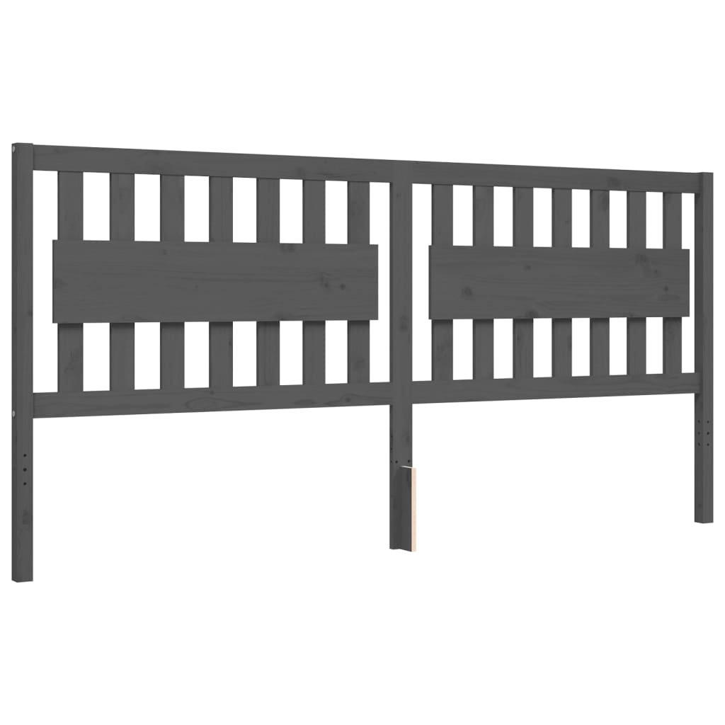 Bedframe met hoofdbord massief hout grijs 200x200 cm is nu te koop bij PeponiXL, paradijselijk wonen!