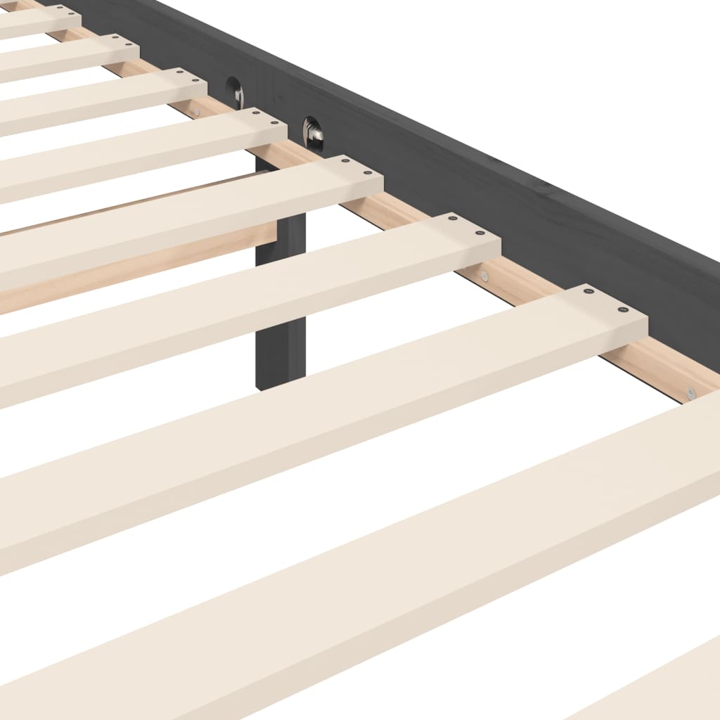 Bedframe met hoofdbord massief hout grijs 200x200 cm is nu te koop bij PeponiXL, paradijselijk wonen!