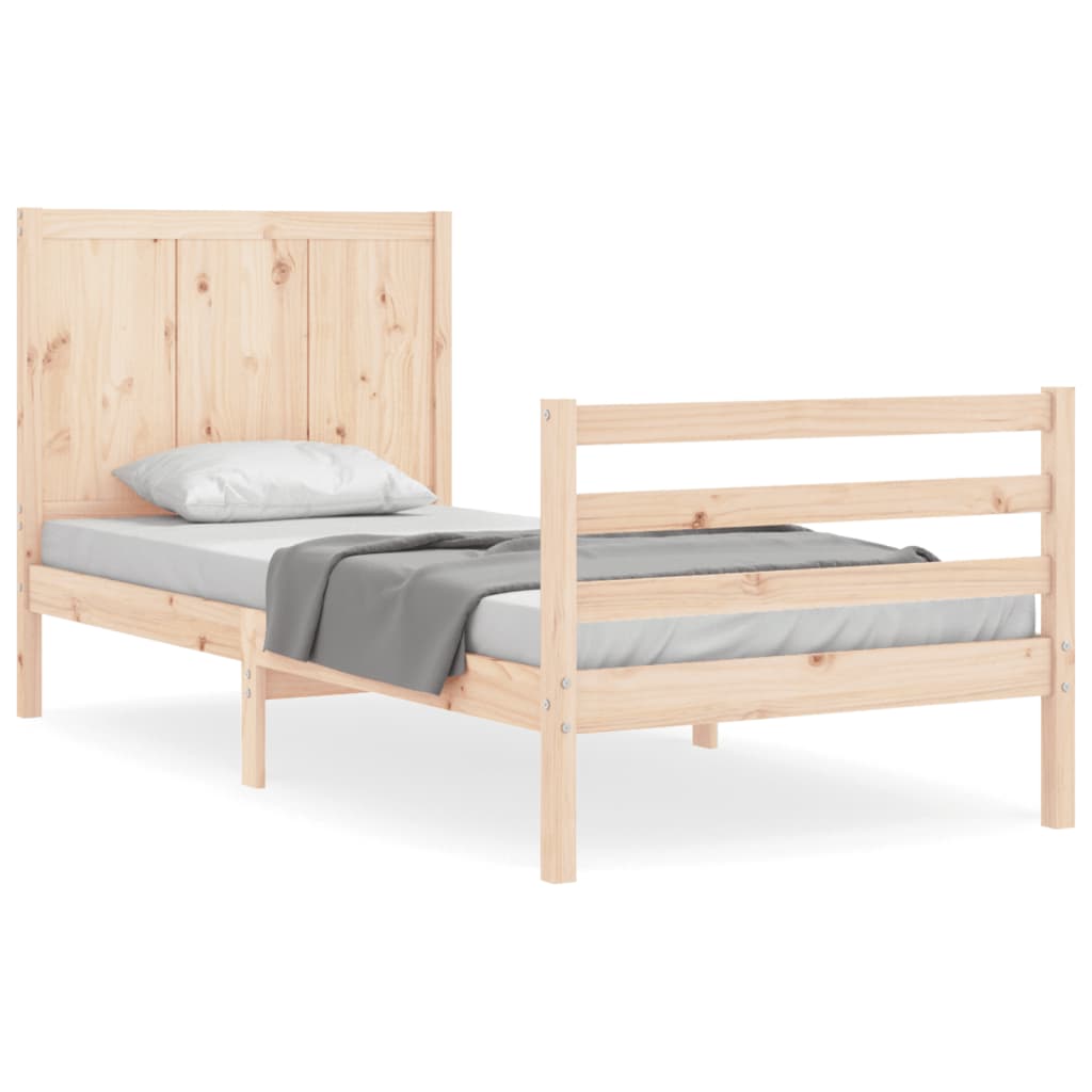 Bedframe met hoofdbord massief hout 100x200 cm is nu te koop bij PeponiXL, paradijselijk wonen!
