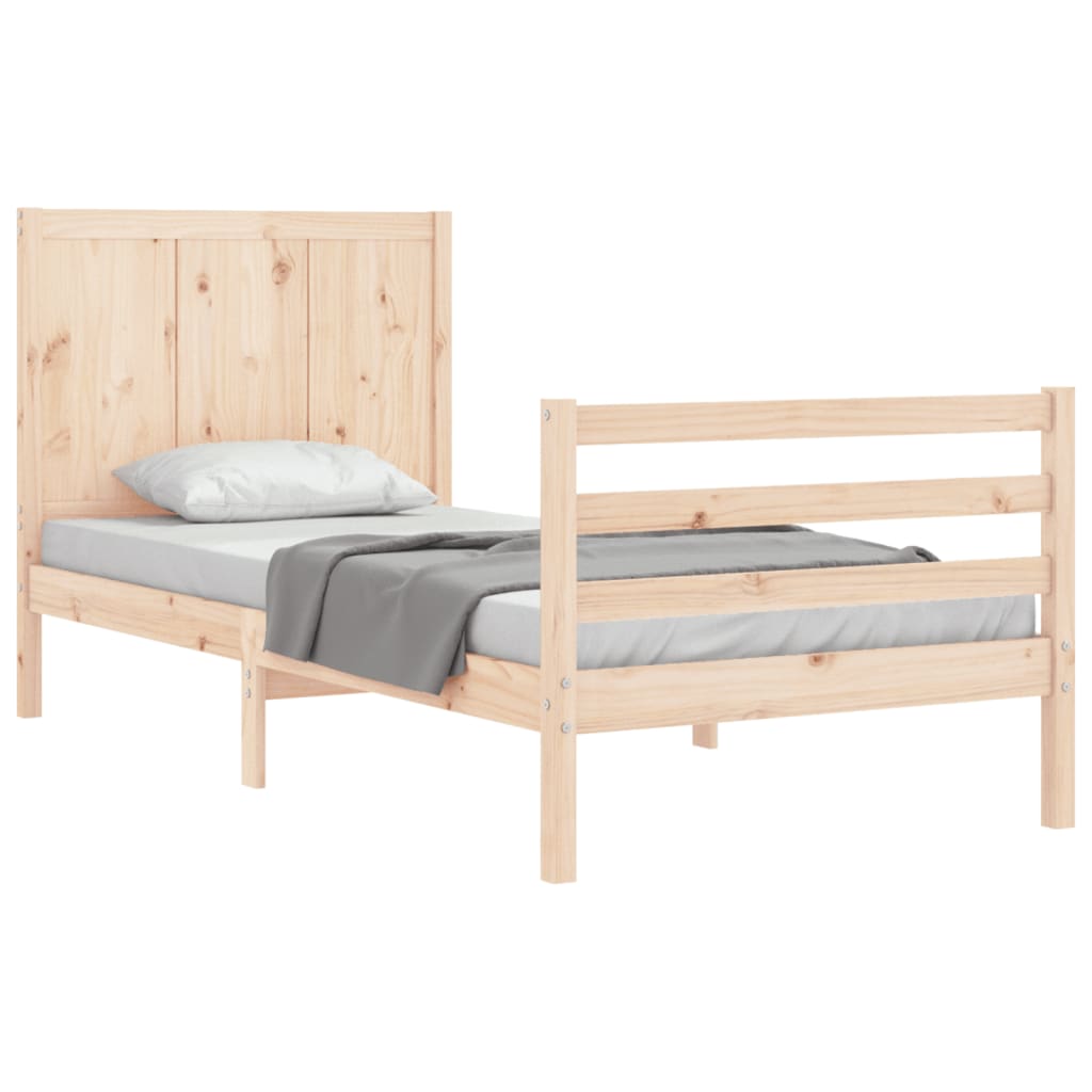 Bedframe met hoofdbord massief hout 100x200 cm is nu te koop bij PeponiXL, paradijselijk wonen!