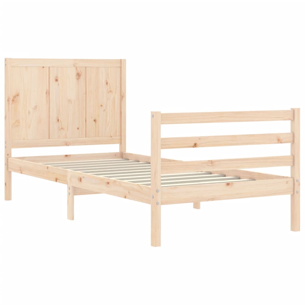 Bedframe met hoofdbord massief hout 100x200 cm is nu te koop bij PeponiXL, paradijselijk wonen!