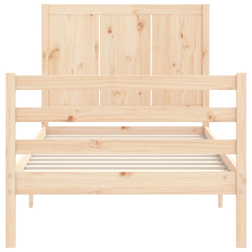 Bedframe met hoofdbord massief hout 100x200 cm is nu te koop bij PeponiXL, paradijselijk wonen!