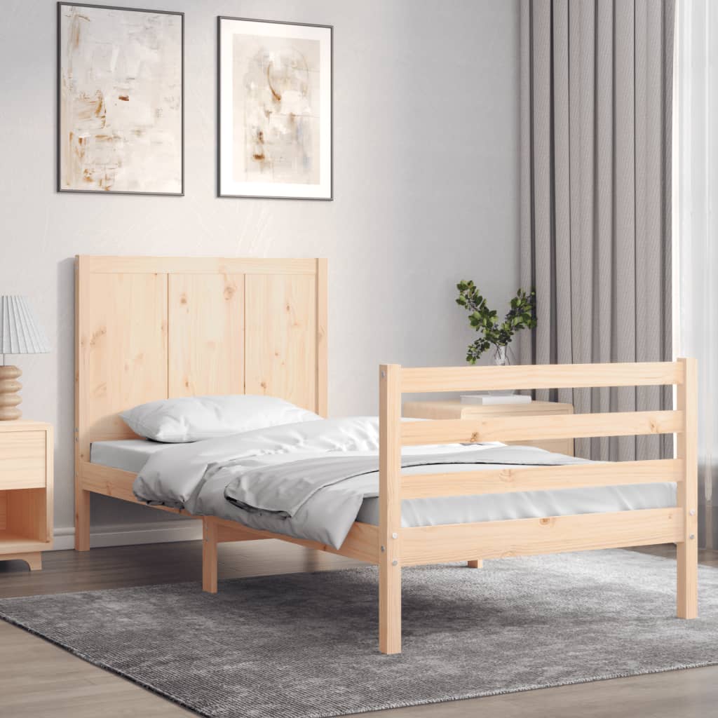 Bedframe met hoofdbord massief hout 100x200 cm is nu te koop bij PeponiXL, paradijselijk wonen!