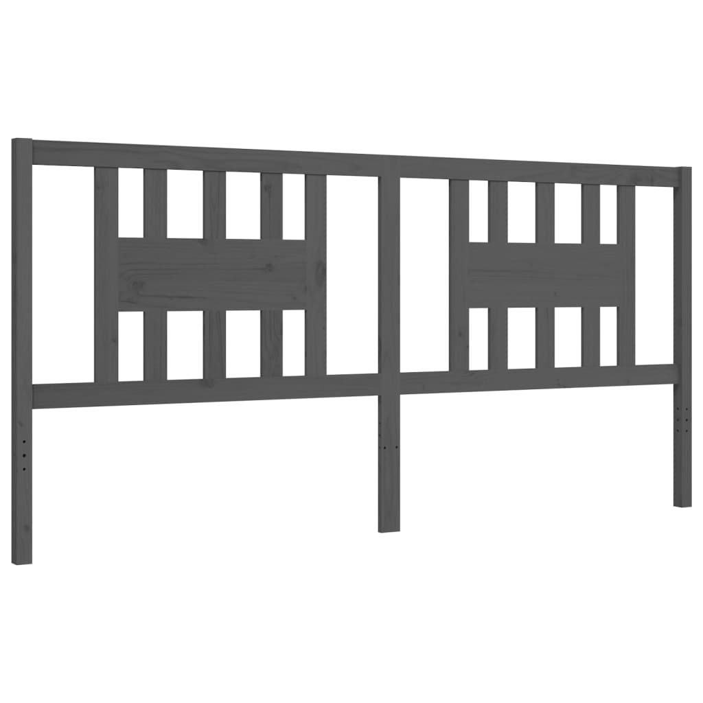 Bedframe met hoofdbord massief hout grijs 200x200 cm is nu te koop bij PeponiXL, paradijselijk wonen!